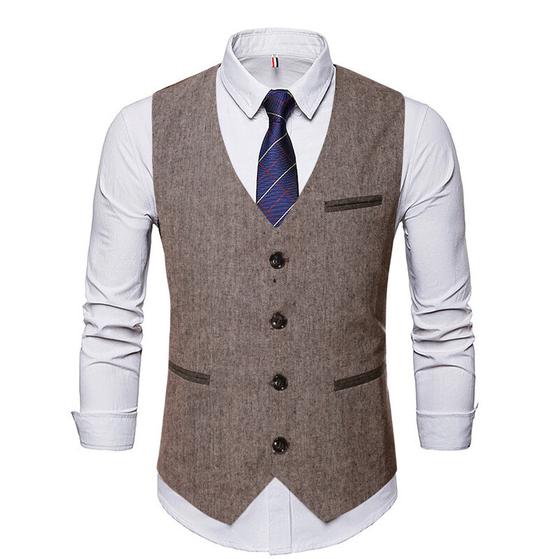 Men Suit Vests Tweed Formal Victorian Business Dress Waistcoat Cosplay Mens Gentleman Groomman Wedding Slim Fit Gilet Tuxedo