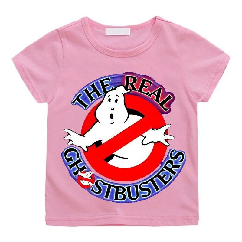 Letnie chłopcy/dziewczęta 4-14t Cartoon bawełna śmieszne Ghostbusters gra drukuj kreskówka z krótkim rękawem dziecięca koszulka kostiumy animacyjne