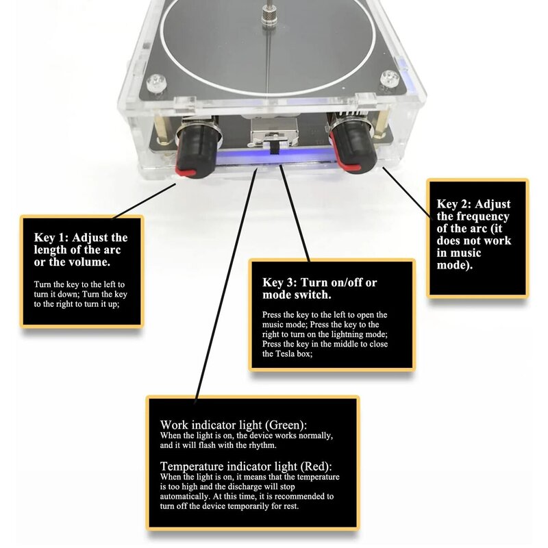 Speaker kumparan Tesla musik Multi fungsi, lampu transmisi nirkabel, produk percobaan sains dan pendidikan