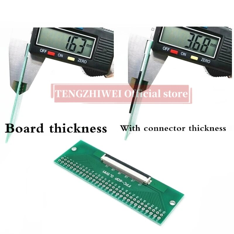 2 buah papan adaptor FFC/FPC 0.5MM-60P hingga 2.54MM lasan 0.5MM-60P konektor flip-top