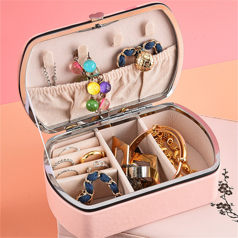 Caja de embalaje de joyería de cuero Pu, soporte de exhibición de pendientes, collar, pulsera, organizador de almacenamiento multiusos, estuche portátil de viaje