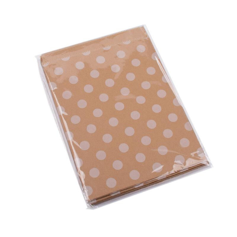 Bolsa de papel biodegradable para caramelos, bolsa de panadería artesanal con estampado de rayas y lunares, Chevron, 25/50/100 unidades