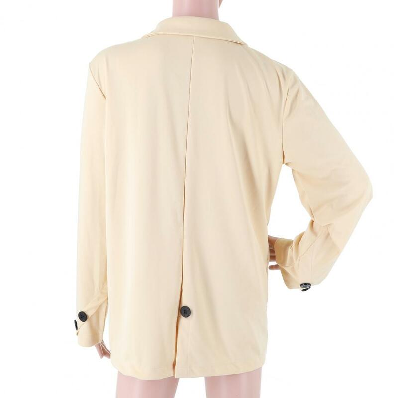 여성용 단색 재킷, 세련된 슬림핏 노치 칼라 카디건, 우아한 오피스 재킷, 가을 용수철 비즈니스용