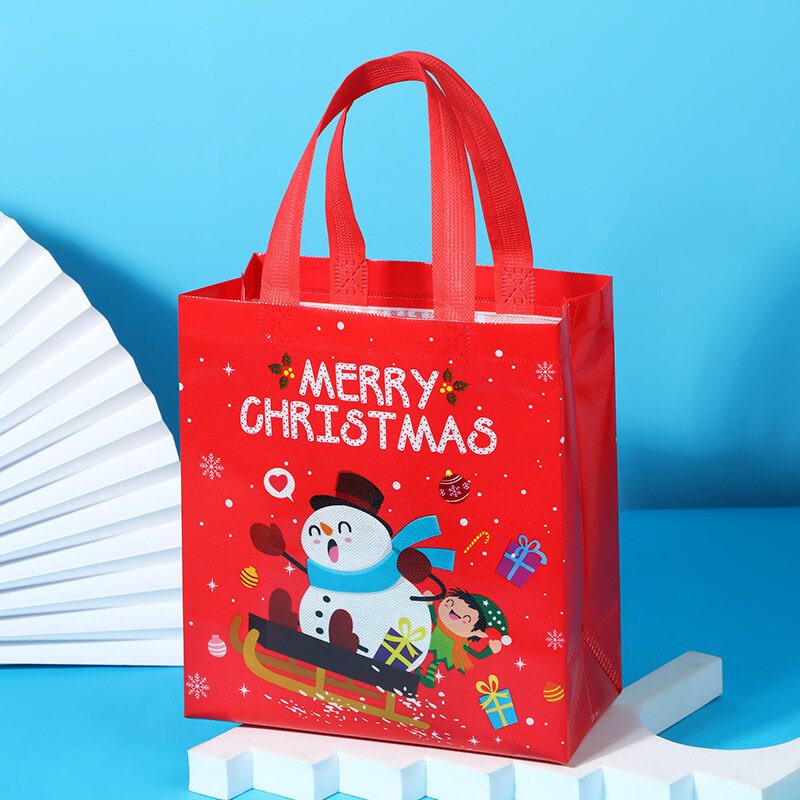 Bolsas de mano no tejidas para guardar galletas, embalaje de regalo para aperitivos, decoración de fiesta de Navidad, 2024