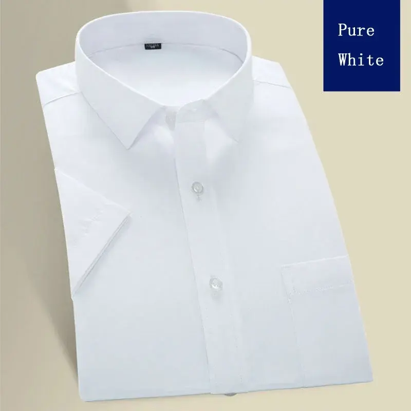 Plus Size 8XL 7XL Men Dress Short Sleeve Shirt Brand New Fashion Designer High Quality Solid Male Clothing Fit Business Shirts