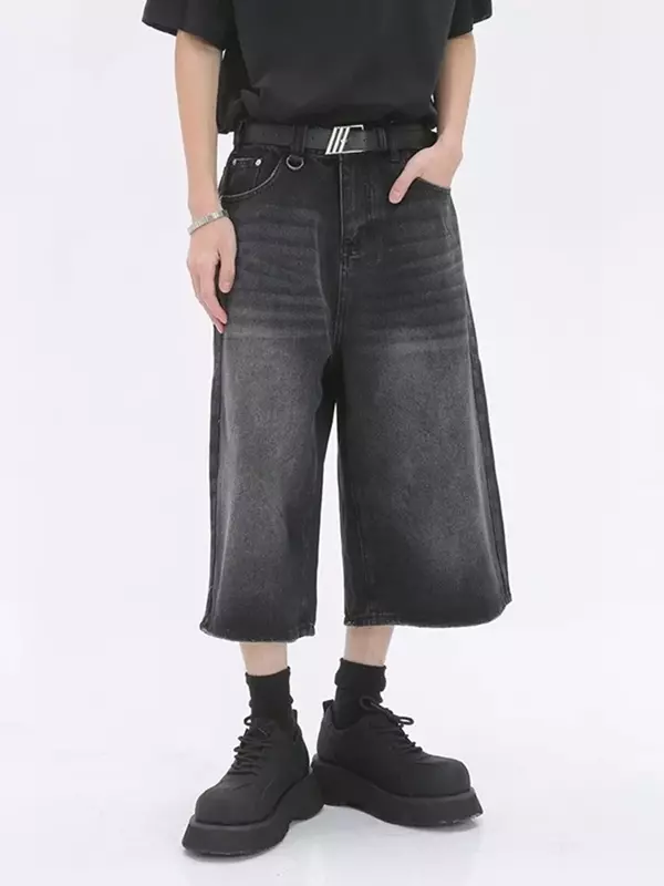 Jeans corti larghi a vita alta retrò da donna stile Unisex gamba larga Capris Vintage Street Summer Denim Shorts donna di grandi dimensioni