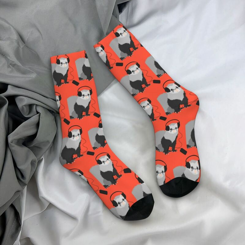 Funny Musical Ferret Socks Harajuku High Quality Stockings All Season Long Socks Accessories for Unisex Birthday Present