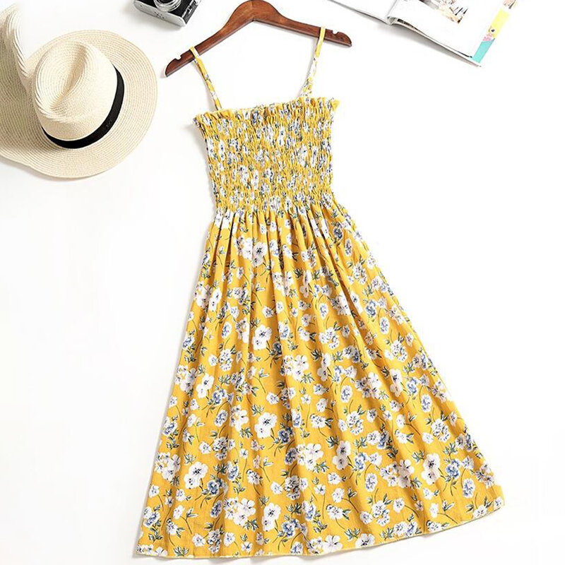 Wygodne modne na zewnątrz sukienka na wakacje spódnice z nadrukiem szelki damskie casualowe szyfonowe damskie spódnica w kwiaty francuskie