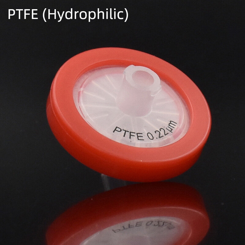 Filtro de jeringa hidrofílica, 25 piezas, 13mm/25mm, PTFE, Luer, miliporo, membrana de 0,22/0,45/1,2 um
