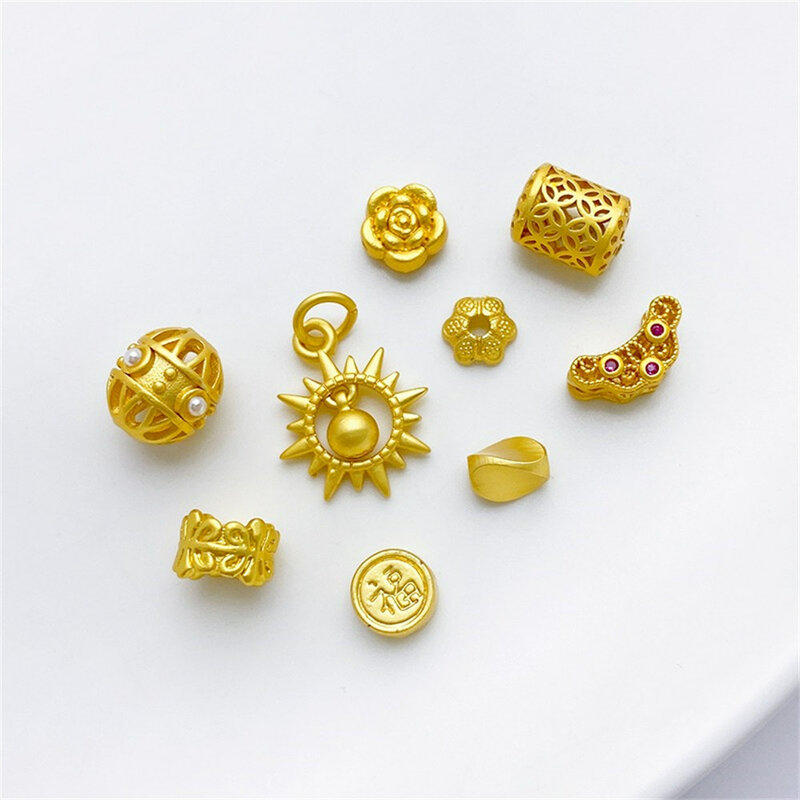 Старинные золотые полые бирюзовые бусины, цветы, медные бусины для монет, браслеты «сделай сам», ожерелья, материалы для ювелирных изделий, аксессуары L207