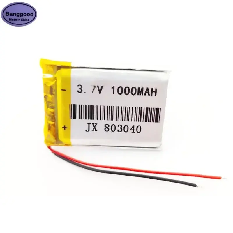 3.7V 1000mAh 803040 Lipo Polymer Lithium Rechargeable Li-ion Battery Cells For Toys GPS Tablet Bluetooth PC e-books MP4 MP5 GPS