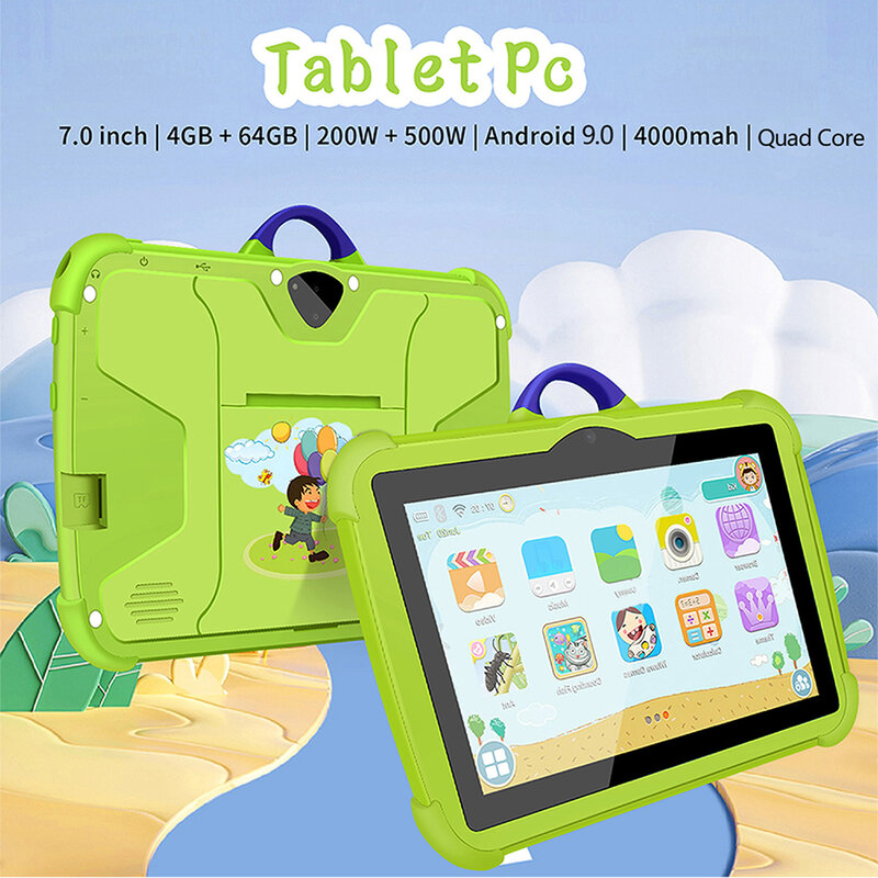 2024 어린이용 5G 와이파이 태블릿, 안드로이드 학습 교육, 쿼드 코어, 4GB RAM, 64GB ROM, 아이들이 좋아하는 선물 태블릿 PC, 7 인치, 신제품