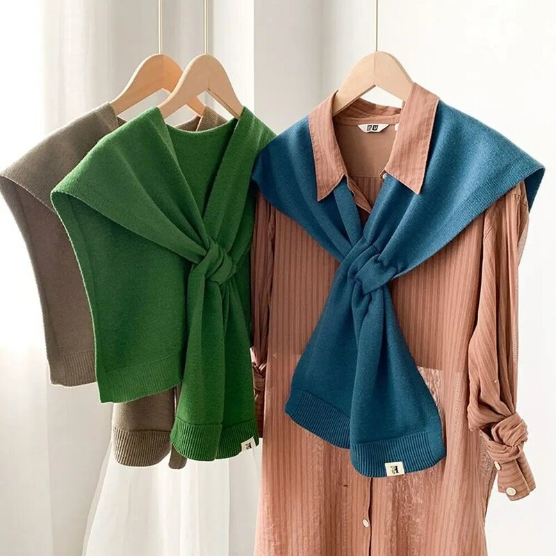 Accesorios de decoración para bufandas de estilo coreano, bufanda de lana de punto, chal de Cachemira femenino, envolturas de Color sólido