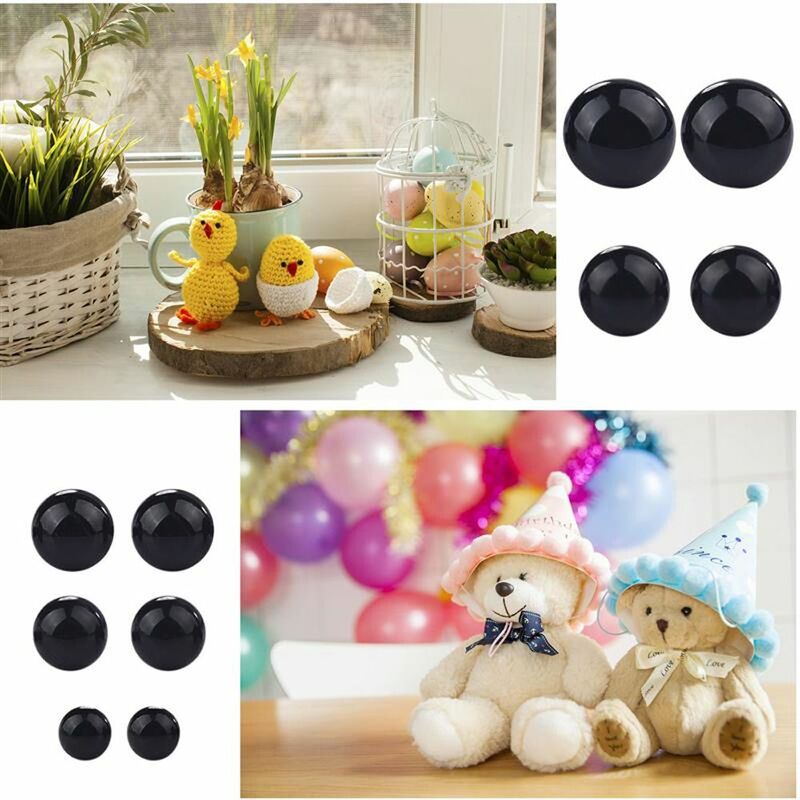Boule oculaire noir en forme d'animal pour jouet, accessoire de sécurité pour peluches, jouet amusant, DIY, Amigurumi, 6mm, 8mm, 12mm, 10mm, 100 pièces