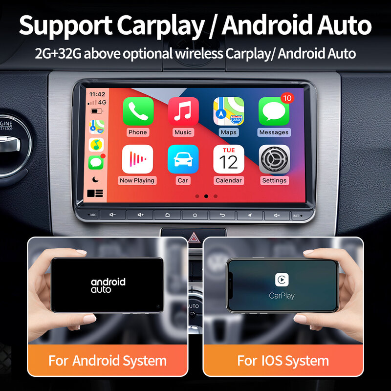 GRANDnavi-Radio con reproductor multimedia para coche, dispositivo de 2 dines con Android y navegador GPS compatible con Volkswagen Polo, Jetta, Skoda, Octavia 2, Golf 5, 7 y Touran