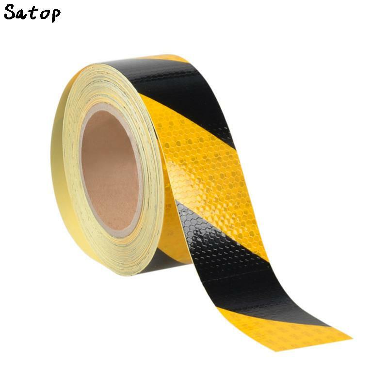 Nastro riflettente adesivo 5cm x 5m per adesivo per auto da bicicletta Glow In The Dark Tape giallo nero Twill avvertimento adesivo riflettente per bici