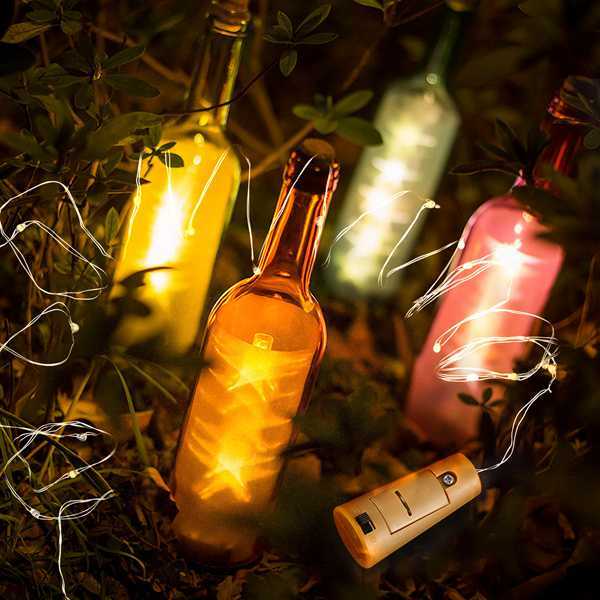10 Packs Including Battery Led Wine Bottle Stopper Copper Wire Light String 2M 20LED Atmosphere Decorative Light