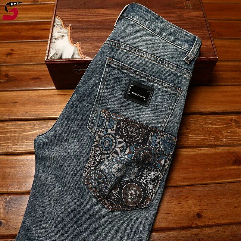 Paisley trend ige Jeans shorts Herren Sommer mode gedruckt lässig cool Street Stretch schlanke kurze Hosen Sommer