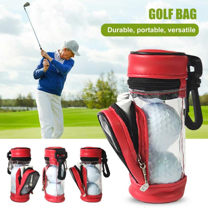 Bolsa de almacenamiento para pelotas de Golf, bolsa transparente antiarañazos de cuero de imitación, riñonera con Clip giratorio para cinturón