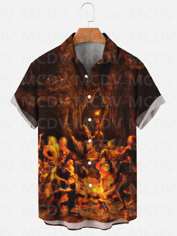 Sensenmann Halloween-Shirt Herren für Damen Kurzarmhemd 3d bedruckte Hawaii-Hemden