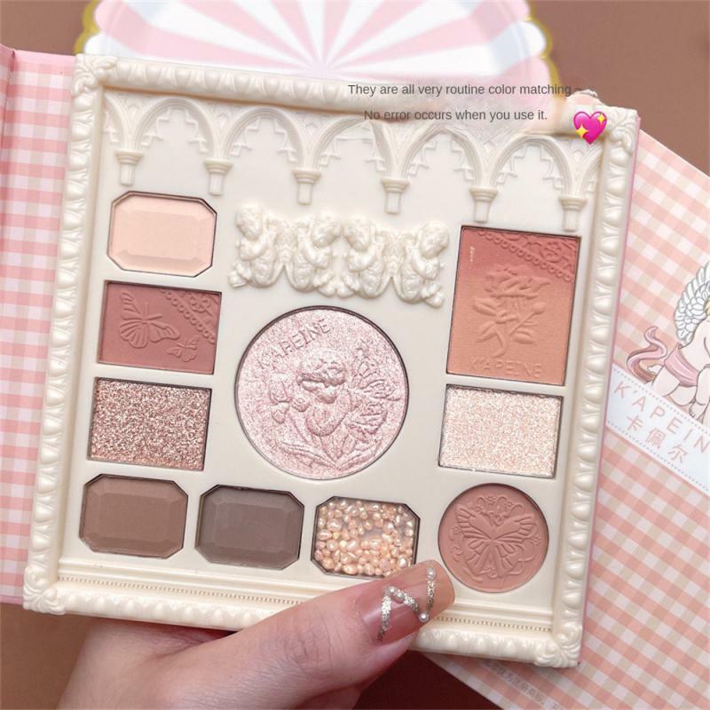 10 Colors Eyeshadow Palette Angel Pearly Matte Earth Color Eye Shadow Portable Long Lasting Highlight Blush Palette Makeup