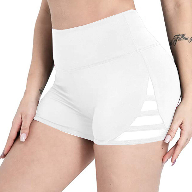 Women Buttocks Lifting Shorts Yoga Short Tights Polyester Trousers Hollow Out Elastic High Waist Casual