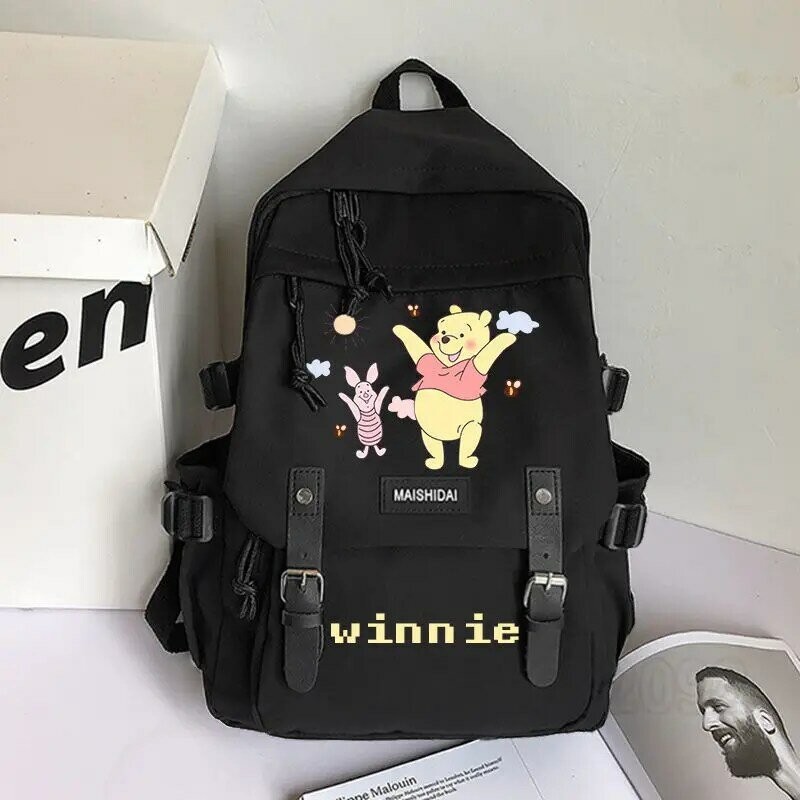 Disney-mochila juvenil Winnie The Pooh para estudiantes, morral escolar de gran capacidad con dibujos animados, marca de lujo, novedad
