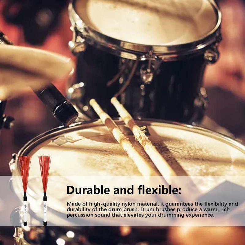 Ajustável e durável percussão Drum Brush Set, Drum Stick, escovas para vários instrumentos de percussão, 2pcs