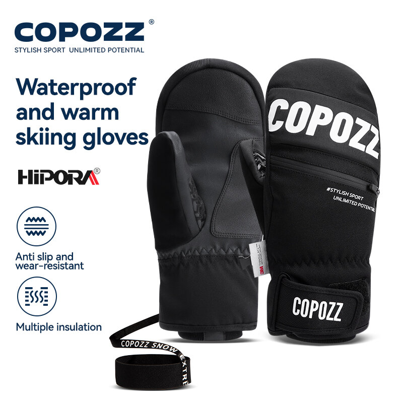 COPOZZ sarung tangan Ski pria wanita, Upgrade baru sarung tangan Ski tebal 3M Thinsulate termal papan salju tahan air hangat