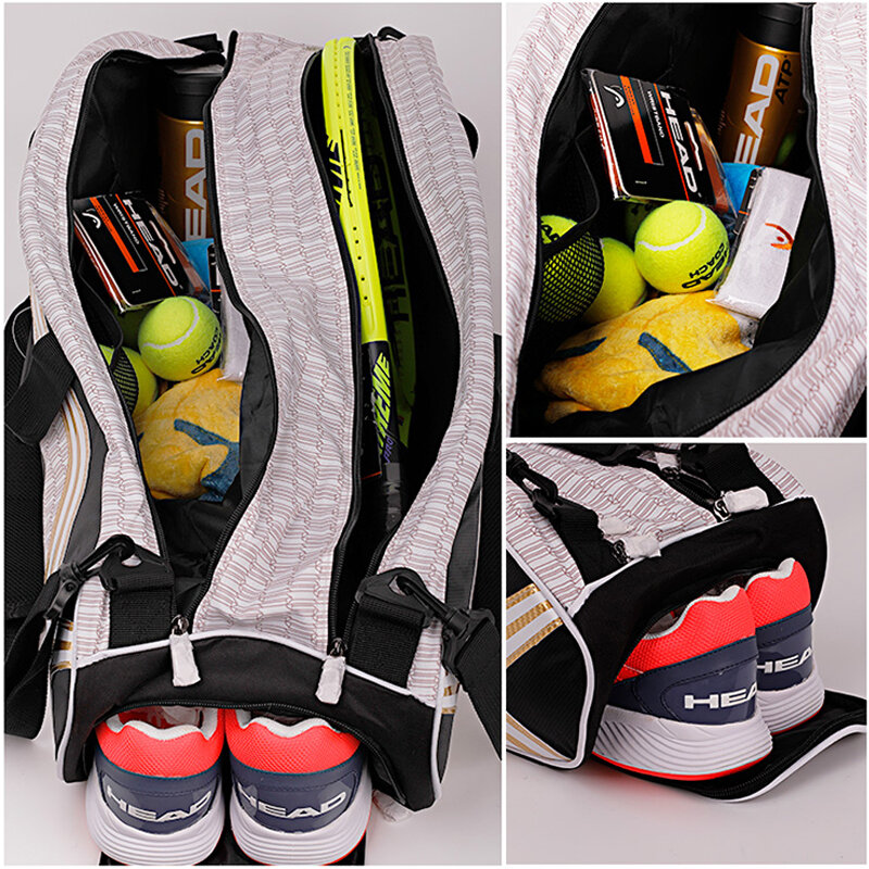 HEAD Tennis Bag racchetta da Tennis da uomo borsa sportiva grande zaino da Badminton da palestra all'aperto borsa sportiva da racchetta 4-9 con manico impermeabile