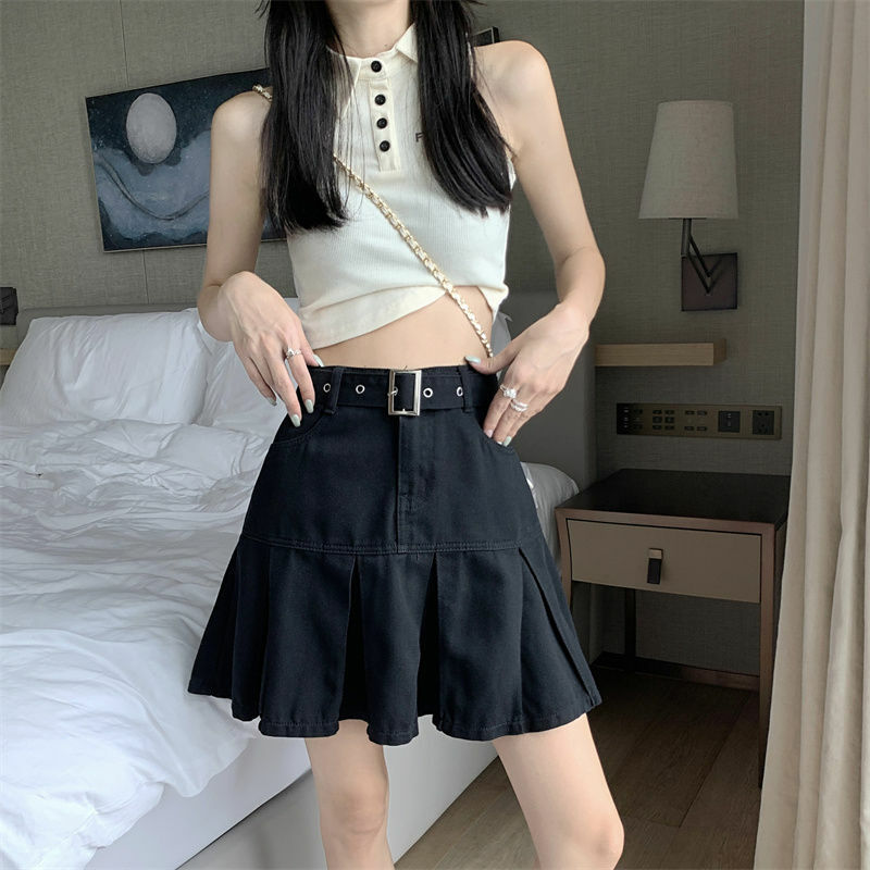 Women's 2024 Summer Thin High Waist Slim and Slim Drop Feel Casual Lazy A-line Skirt Pants