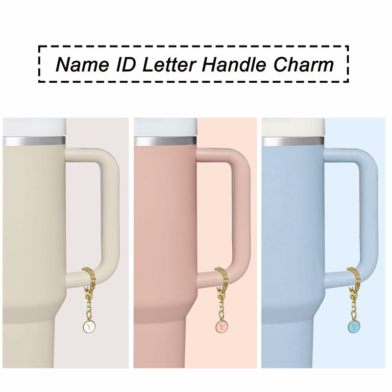 6PCS 10mm Cloud Shape Straw cover Cap& Name ID Letter Handle Charm，Dust-Proof Silicone Straw Tops Compatible with Stanley