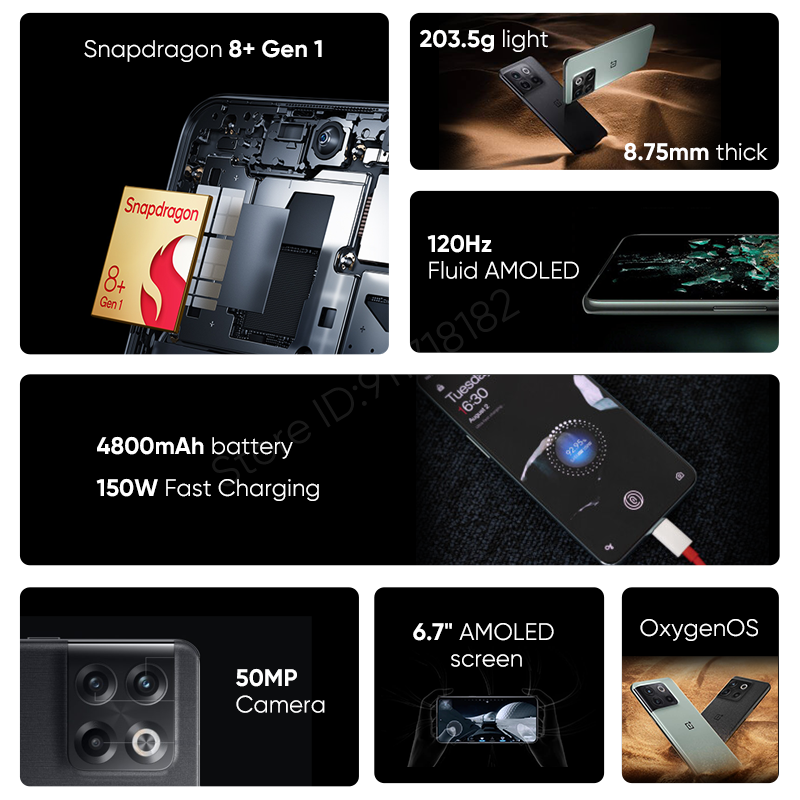 Смартфон OnePlus Ace Pro 10 T 10 T, телефон с глобальной прошивкой, Snapdragon 8 + Gen 1, 150 Вт, SUPERVOOC зарядка, аккумулятор 4800 мАч, мобильный телефон 50 МП