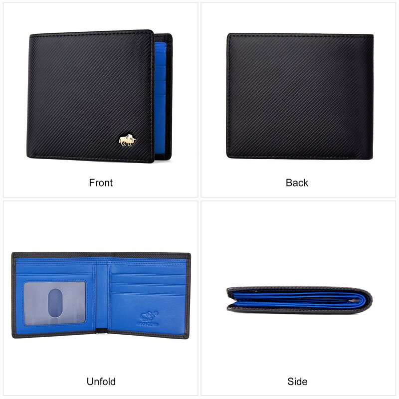 バイソンデニム-男性用のカーボンファイバーウォレット,RFIDカードホルダー,ボーイフレンド,夫,父の財布に最適なギフト