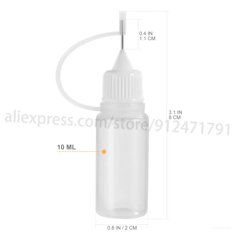 10Pcs 10ml Empty Plastic Dropper Bottles Squeezable Needle Tip Bottle Applicator Refillable, with Long Tip Caps for Glue DIY