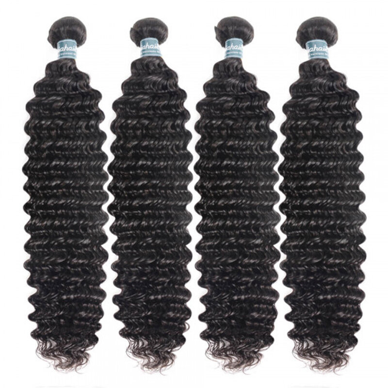 12A Deep Wave Bundles Deal 100% Unprocessed Brazilian Virgin Human Hair Weave Extensions Wet and Wavy Hair Natural Heveux Humain