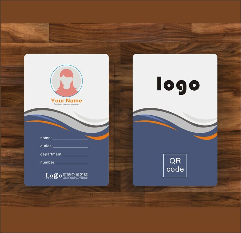 2 pieces,Work card, PVC card printing, customized, free design,0.76mm, waterproof, color printing, round corners