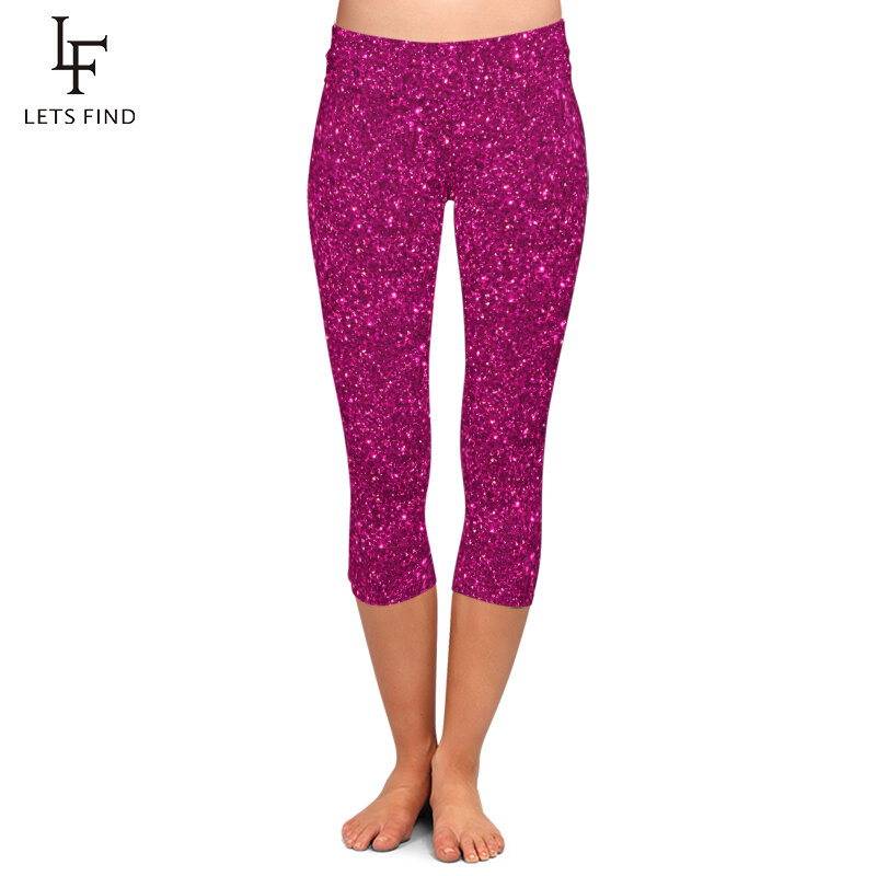 Verão moda cor feminina 3d galaxy impressão digital de cintura alta capri leggings calças elásticas leggings casuais