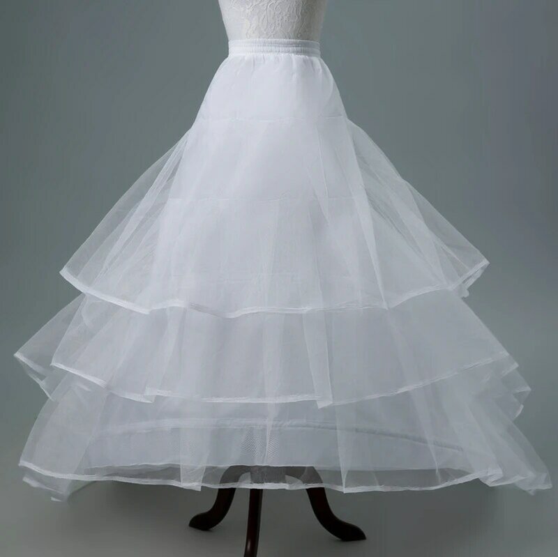 Trouwjurk Crinolineline Bruid Petticoat Onderrok 2 Hoepels Met Chaple Trein Wit/Zwart Accessoires