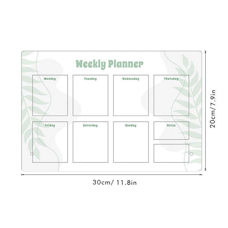 Tableau blanc portable en acrylique effaçable à sec, 12x8 pouces, plan de calendrier hebdomadaire