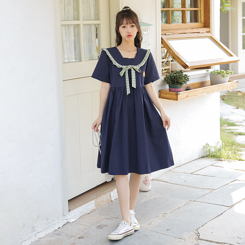 Korean Elegant Dress Summer Fashion Short Sleeve Women Dress Mori Girl Vestidos
