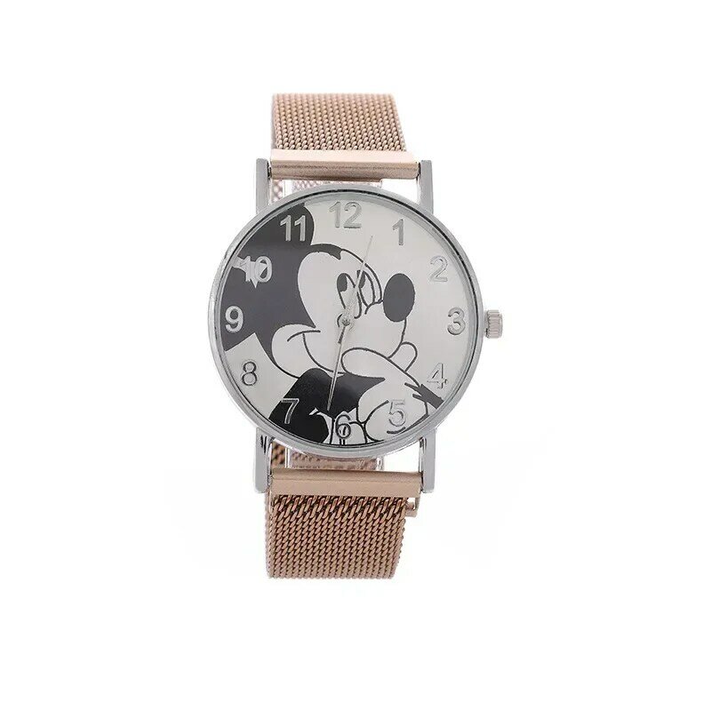 Disney-reloj con hebilla magnética de Mickey para niños, cronógrafo con movimiento de cuarzo, de hierro, para exteriores