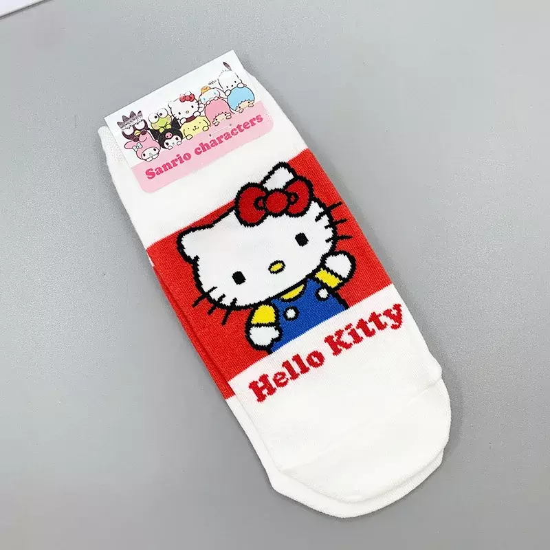 Kawaii Sanrio Hello Kitty Kuromi Mymelody Cinnamoroll Pom Pom Purin Badbadtz-Maru Gudetama calzini corti regalo di natale per ragazze