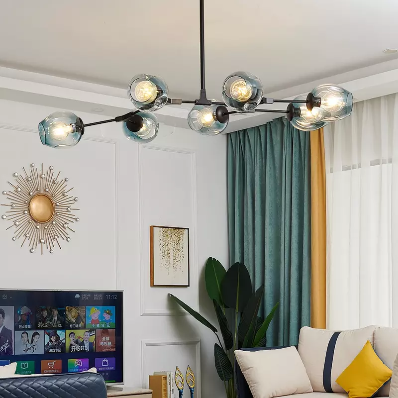 LED Nordic Glass Chandeliers Modern Indoor Ceiling Chandeliers Living Room Deco Lighting Home Fixtures Loft Hanging Lamps