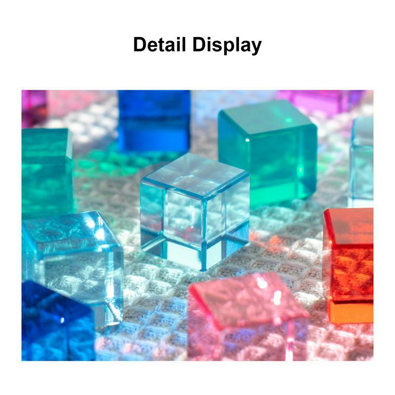 Acrylic Rainbow Cubes Montessori Stacking Toy Children Educational Sensory Toy Educational Sensory Training Crystal Toys 40Pcs