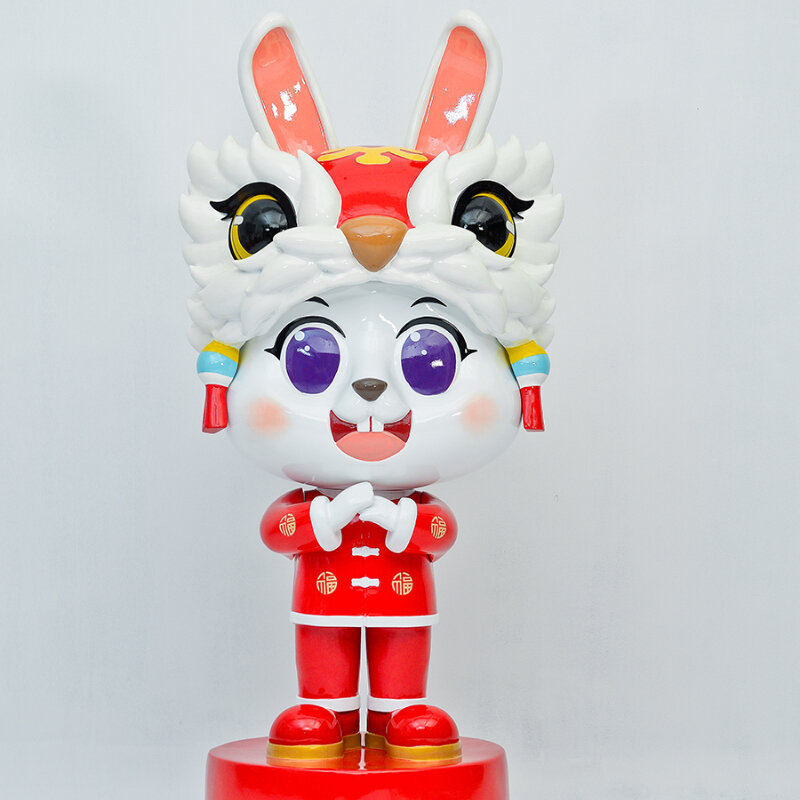 New Year's Spring Festival fiberglass zodiac rabbit sculpture outdoor decoration shopping mall mascot cartoon display