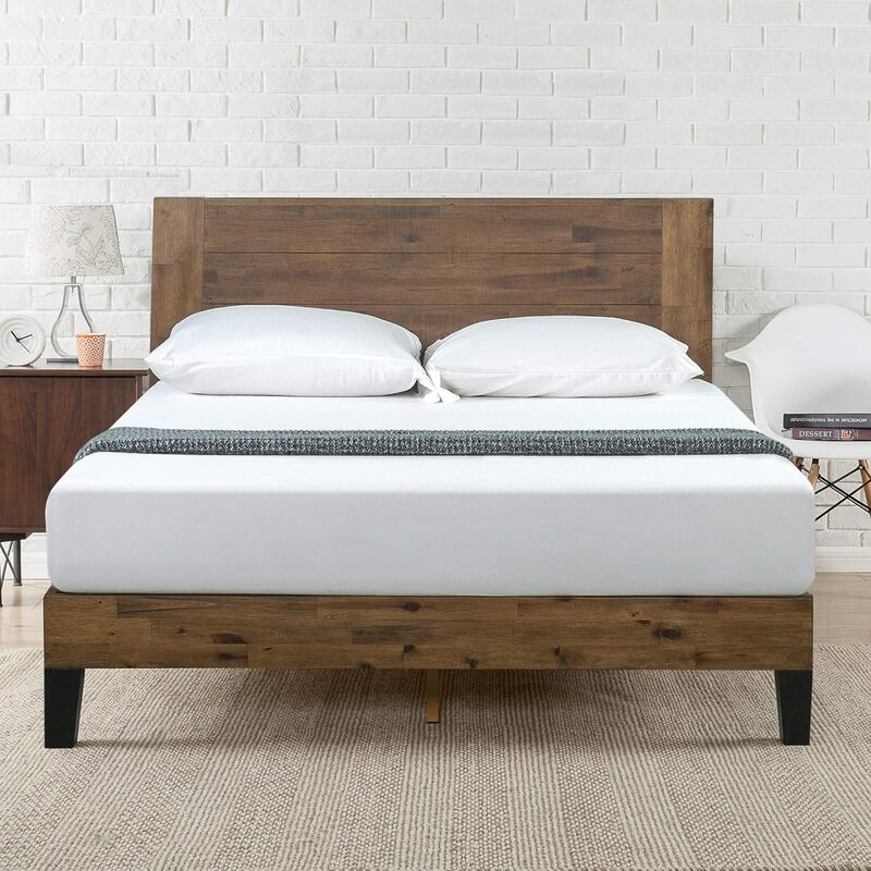 Zinus tonja โครงเตียงแพลตฟอร์มไม้หัวเตียง/ฐานที่นอนประกอบง่าย76.5 "ยาว x 53.6" กว้าง x 39.4 "สูง