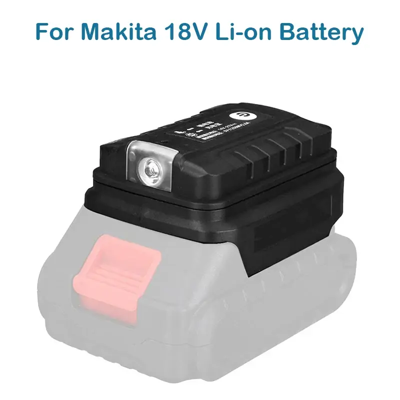 Luz LED portátil con adaptador de batería de iones de litio USB Dual para Makita, HongSong, Lomvum, batería ZhiPu