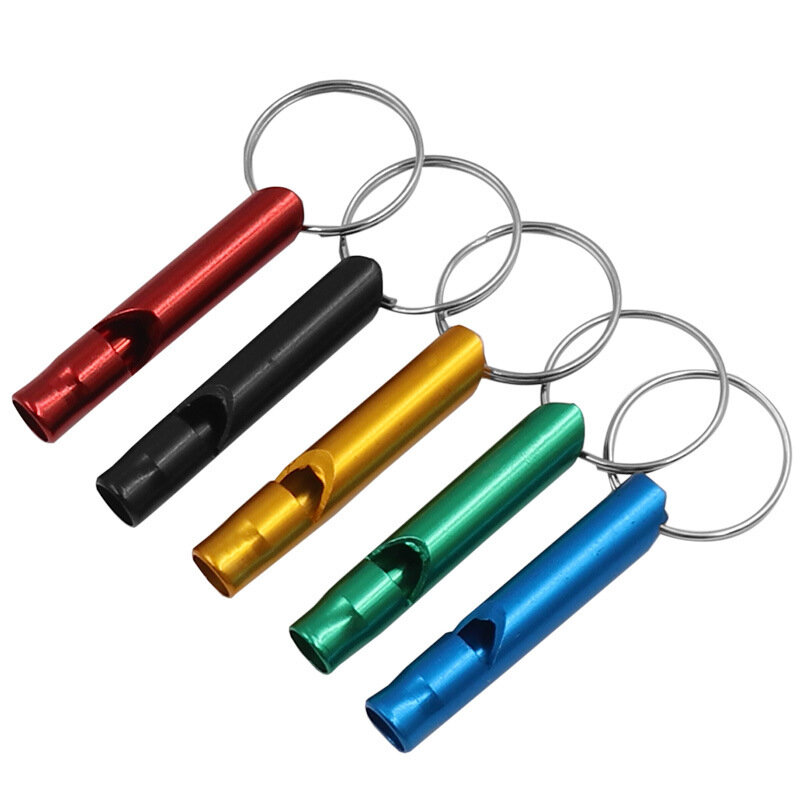 2Pcs Multifuncional Alumínio Emergency Survival Whistle Portátil Keychain Ferramentas ao ar livre Treinamento Whistle Camping Caminhadas