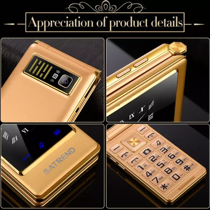 UNIWA-Dual SIM Flip Phone, Big Button, Dual Standby Cellphone, Old Man, Russo, Árabe, Hebraico Teclado, 2G Flip, A15 Feature Phone